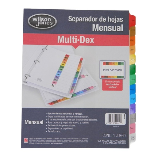 [000030] Separador Multidex Mensual Acco