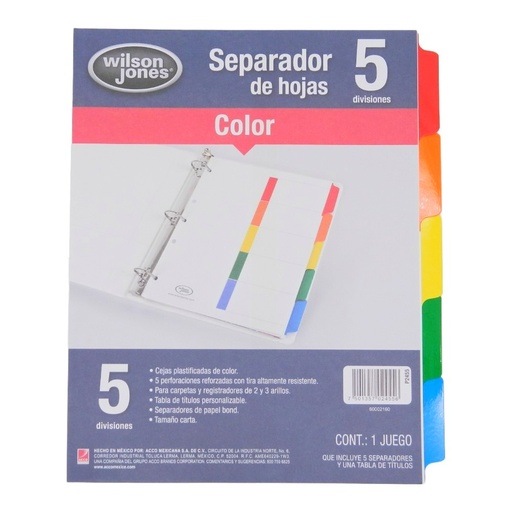 [000031] Separador Multidex C/ 5 S/ Numero Acco