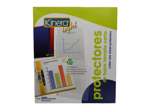[000165] Protector de Hojas Kinera Light T/ Carta C/ 200 pzs Azor