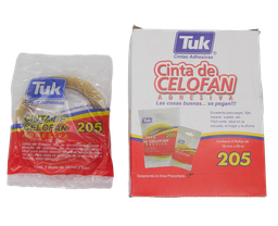 [000264] Cinta Adhesiva Transparente T-205 18 x 65 C/ 8 pzs Tuk