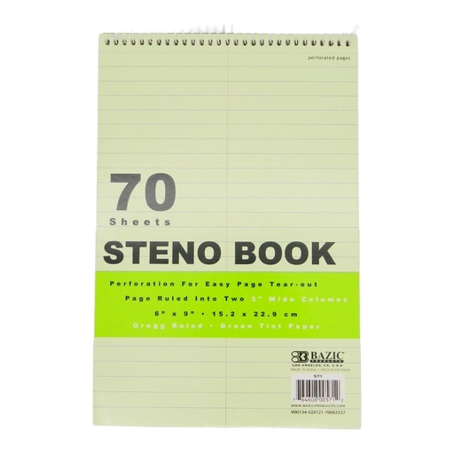 [000317] Libreta Taquigrafia Verde C/ 70 hjs Bazic