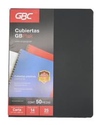 [000038] Cubierta T/ Carta Gbplak Liso Negro C/ 50 pzs Gbc