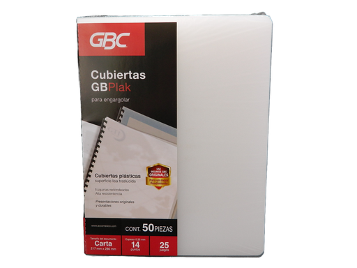 [000039] Cubierta T/ Carta Gbplak Liso Transparente C/ 50 pzs Gbc