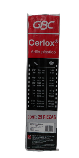 [000057] Arillo Plastico 1/2" Negro C/ 25 pzs Gbc