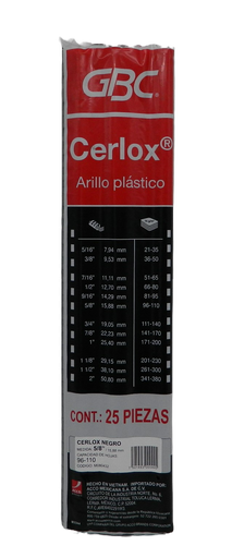 [000060] Arillo Plastico 5/8" Negro C/ 25 pzs Gbc