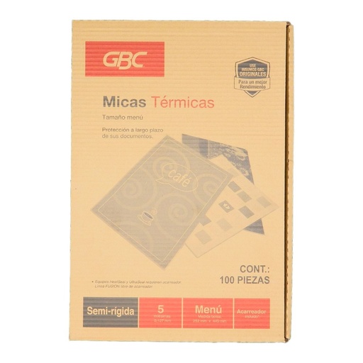 [000053] Mica Termica Doble Carta 5 Mil C/ 100 pzs Gbc