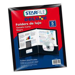 [000113] Folder Deluxe T/ Carta Negro C/ 5 pzs Arpapel