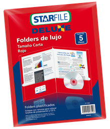 [000114] Folder Deluxe T/ Carta Rojo C/ 5 pzs Arpapel