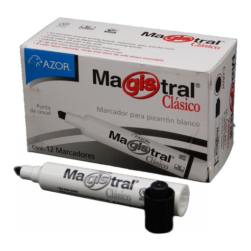 [000138] Marcador Magistral Clasico Negro C/ 12 pzs Azor