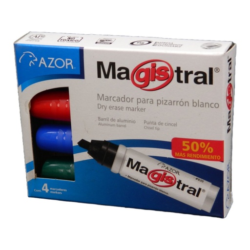 [000148] Marcador Magistral Metalico C/ 4 pzs Azor