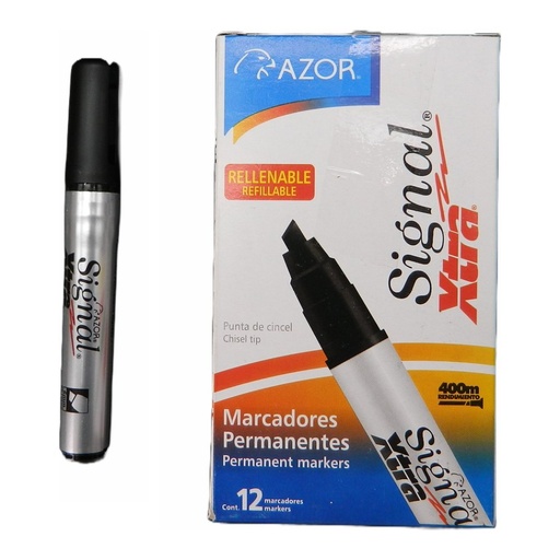 [000150] Marcador Signal Xtra P/ Extra Fino Negro C/ 12 pzs Azor