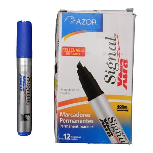 [000151] Marcador Signal Xtra P/ Extra Fino Azul C/ 12 pzs Azor