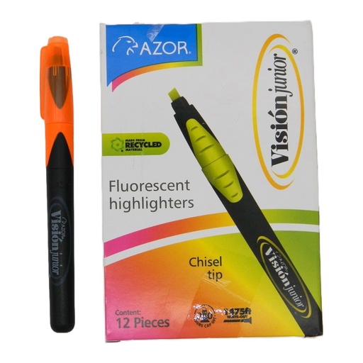 [000155] Marcatexto Vision Jr Naranja C/ 12 pzs Azor