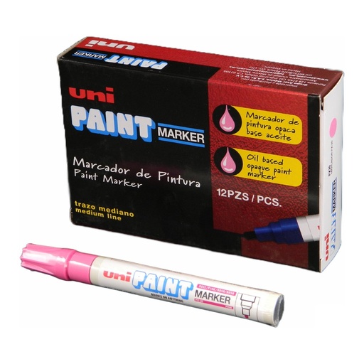 [000208] Marcador Permanente Uni Paint PX-20 Rosa C/ 12 pzs Azor