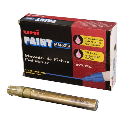 [000209] Marcador Permanente Uni Paint PX-20 Oro C/ 12 pzs Azor