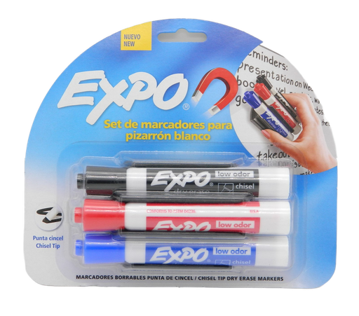 [000342] Marcador P/ Pizarron Expo C/ 3 pzs + Borrador Newell