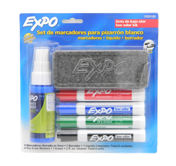 [000344] Marcador P/ Pizarron Expo C/ 4 pzs + Borrador y Liquido Newell