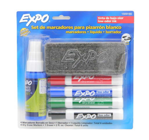 [000344] Marcador P/ Pizarron Expo C/ 4 pzs + Borrador y Liquido Newell