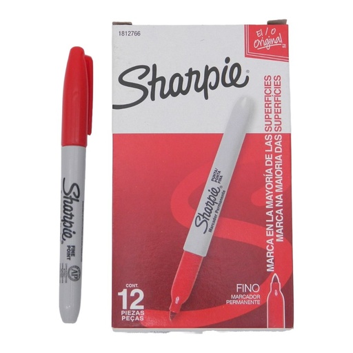 [000352] Marcador Sharpie P/ Fino Rojo C/ 12 pzs Newell