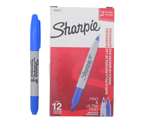 [000358] Marcador Sharpie Twin Tip Azul C/ 12 pzs Newell