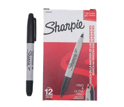 [000359] Marcador Sharpie Twin Tip Negro C/ 12 pzs Newell