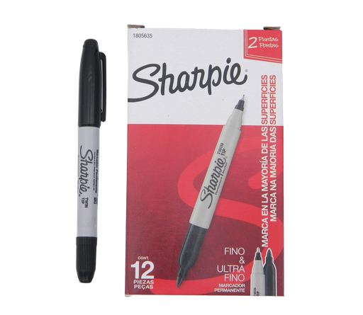 [000359] Marcador Sharpie Twin Tip Negro C/ 12 pzs Newell