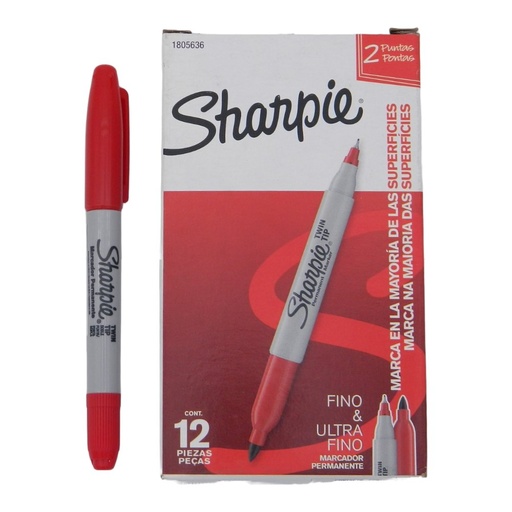 [000360] Marcador Sharpie Twin Tip Rojo C/ 12 pzs Newell