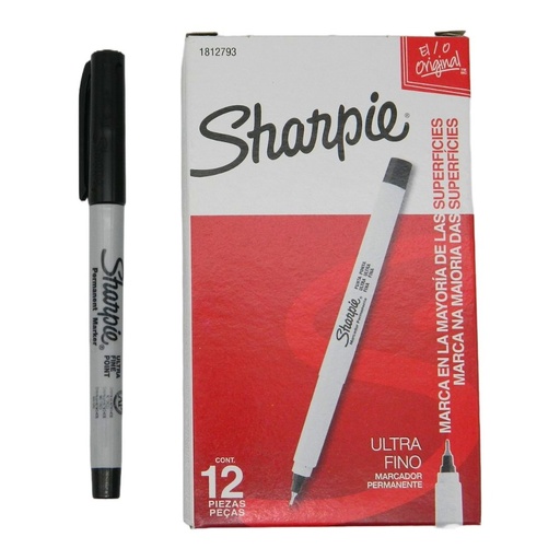 [000362] Marcador Sharpie P/ Ultra Fino Negro C/ 12 pzs Newell