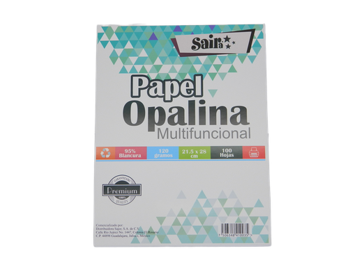 [000381] Papel Opalina Blanca T/ Carta 120 grs C/ 100 hjs Saira