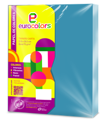 [000095] Papel Eurocolor T/ Carta Azul Vibrante C/ 100 pzs Arpapel