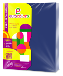 [000096] Papel Eurocolor T/ Carta Azul Aquamar C/ 100 pzs Arpapel