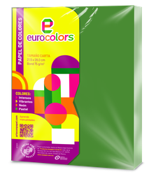 [000099] Papel Eurocolor T/ Carta Verde Intenso C/ 100 pzs Arpapel