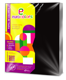 [000102] Papel Eurocolor T/ Carta Negro C/ 100 pzs Arpapel