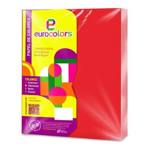 [000103] Papel Eurocolor T/ Carta Rojo Intenso C/ 100 pzs Arpapel