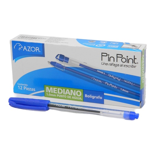 [000181] Pluma PinPoint 1.0 mm P/ Mediano Azul C/ 12 pzs Azor