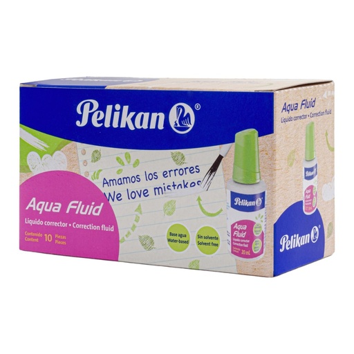 [000276] Corrector Liquido 20 ml Aqua Fluid C/ 10 pzs Pelikan
