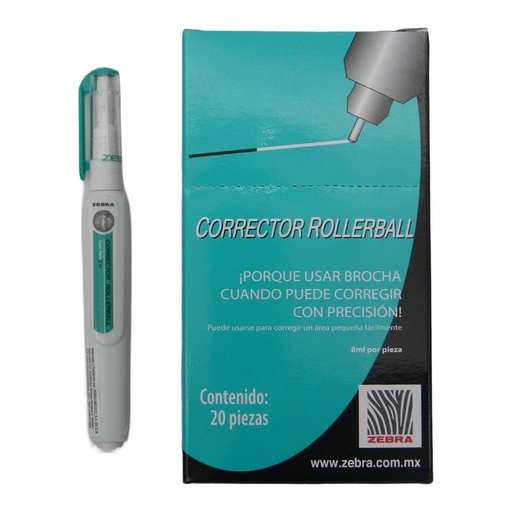 [000277] Pluma Correctora 8 ml C/ 20 pzs Zebra