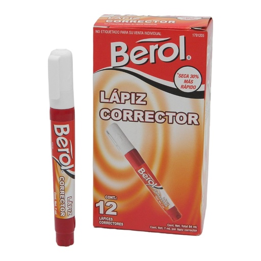 [000669] Pluma Correctora 7 ml C/ 12 pzs Berol Newell