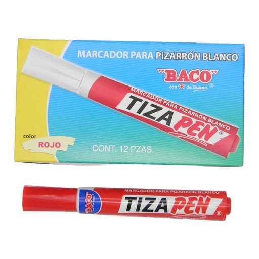 [000675] Marcador P/ Pizarron Tizapen Rojo C/ 12 pzs Baco