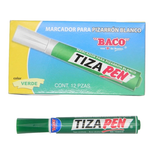 [000676] Marcador P/ Pizarron Tizapen Verde C/ 12 pzs Baco