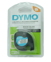 [000713] Cinta Dymo Letratag Plastico Blanco/Negro 12 mm Newell