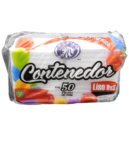 [000769] Contenedor Liso 9 x 9 C/ 50 pzs C/ 4 pqts Reyma