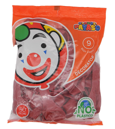 [000838] Globos Rojos #9 C/ 50 pzs Payaso