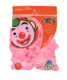 [000842] Globos Rosas #9 C/ 50 pzs Payaso