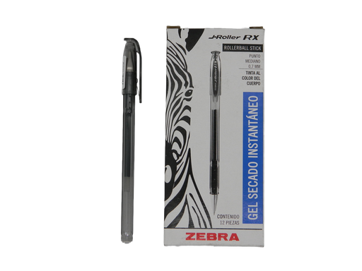 [000862] Pluma J Roller Gel  0.7 mm P/ Mediano Negro C/ 12 pzs Zebra