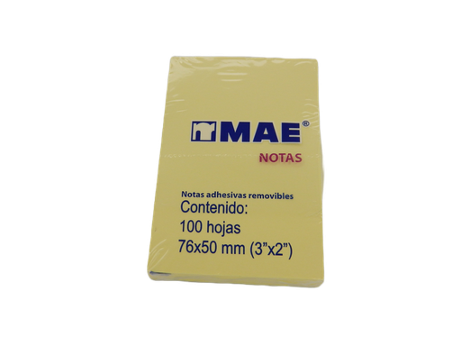 [000876] Notas Adhesivas 2 x 3 Amarillo C/ 100 pzs Mae