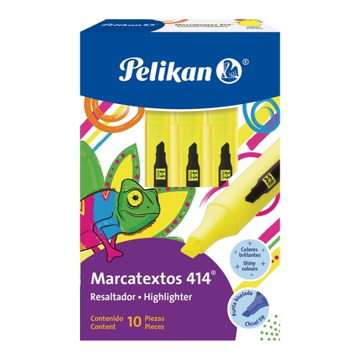 [000978] Marcatexto 414 Amarillo C/ 10 pzs Pelikan