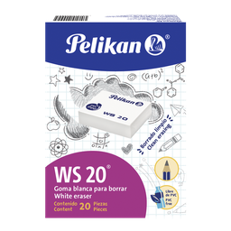 [001047] Borrador Goma Plastica Blanca WS20 C/ 20 pzs Pelikan