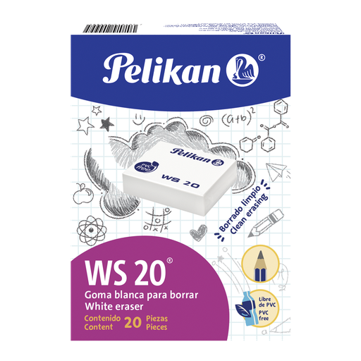 [001047] Borrador Goma Plastica Blanca WS20 C/ 20 pzs Pelikan
