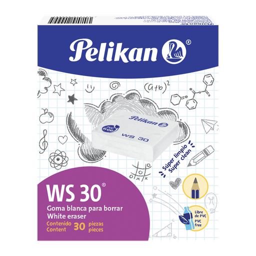 [001048] Borrador Goma Plastica Blanca WS30 C/ 30 pzs Pelikan